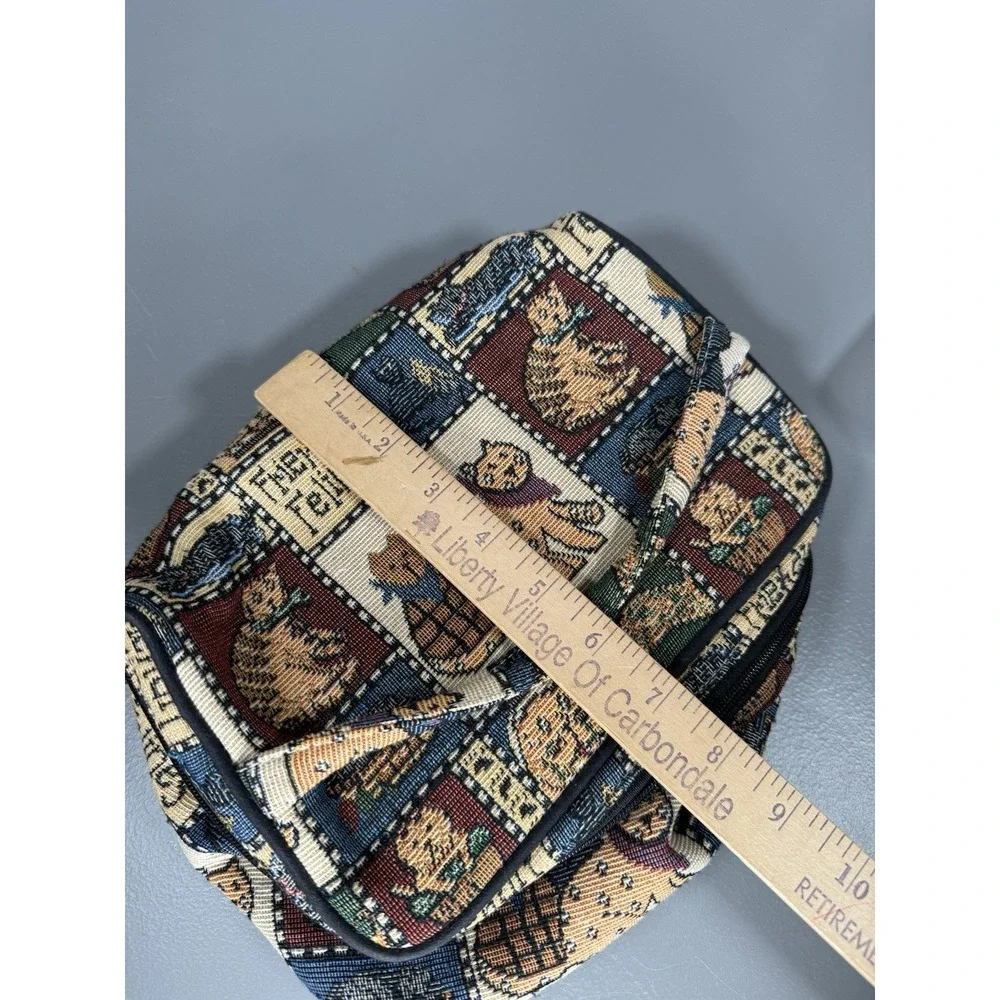Vintage Friendly Felines Cats Tapestry Makeup Cosmetic Travel Bag Mirror Totes